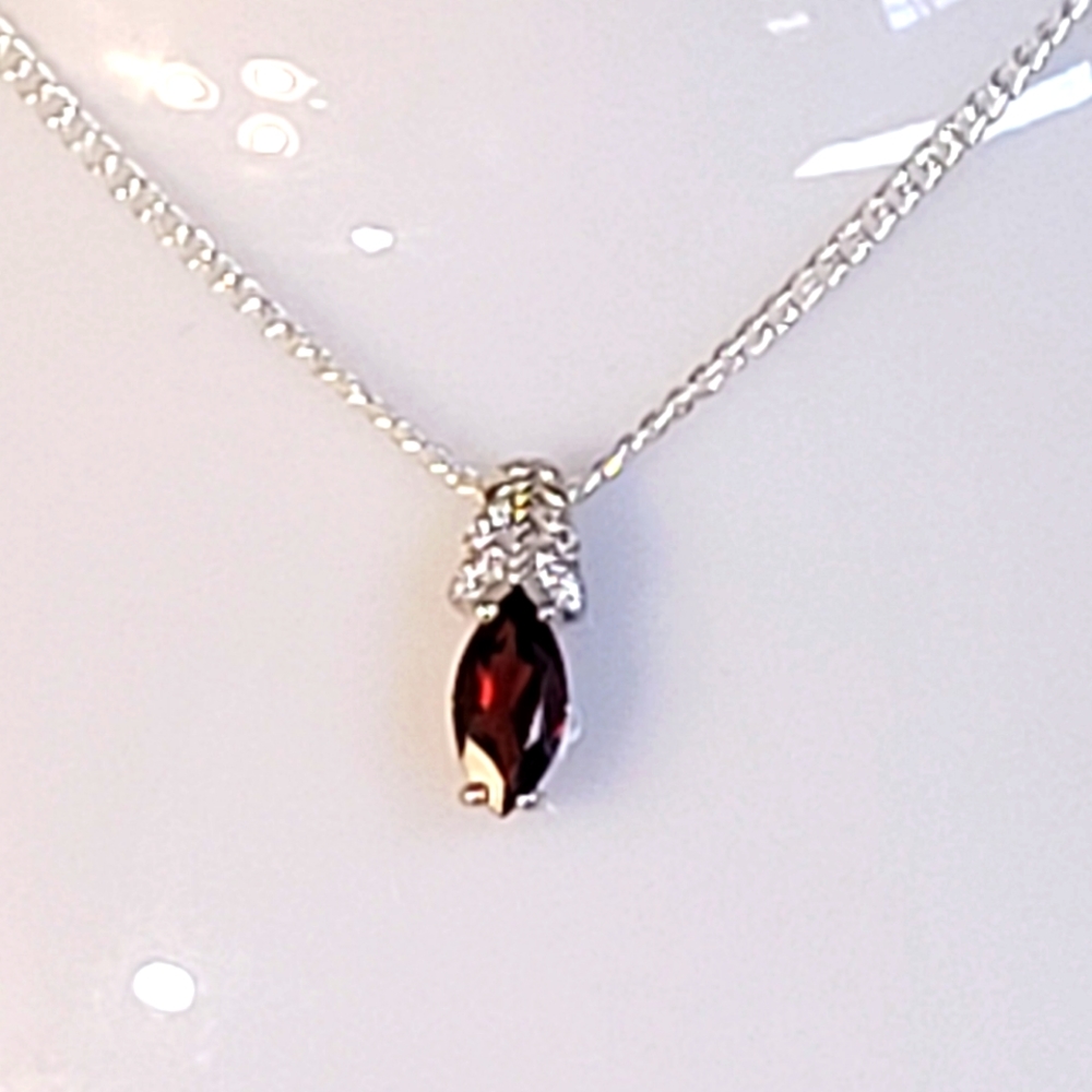 🎀Clearance🎀 NATURAL 1CT GARNET & DIAMONDS PENDANT NECKLACE VINTAGE EXCELLENT